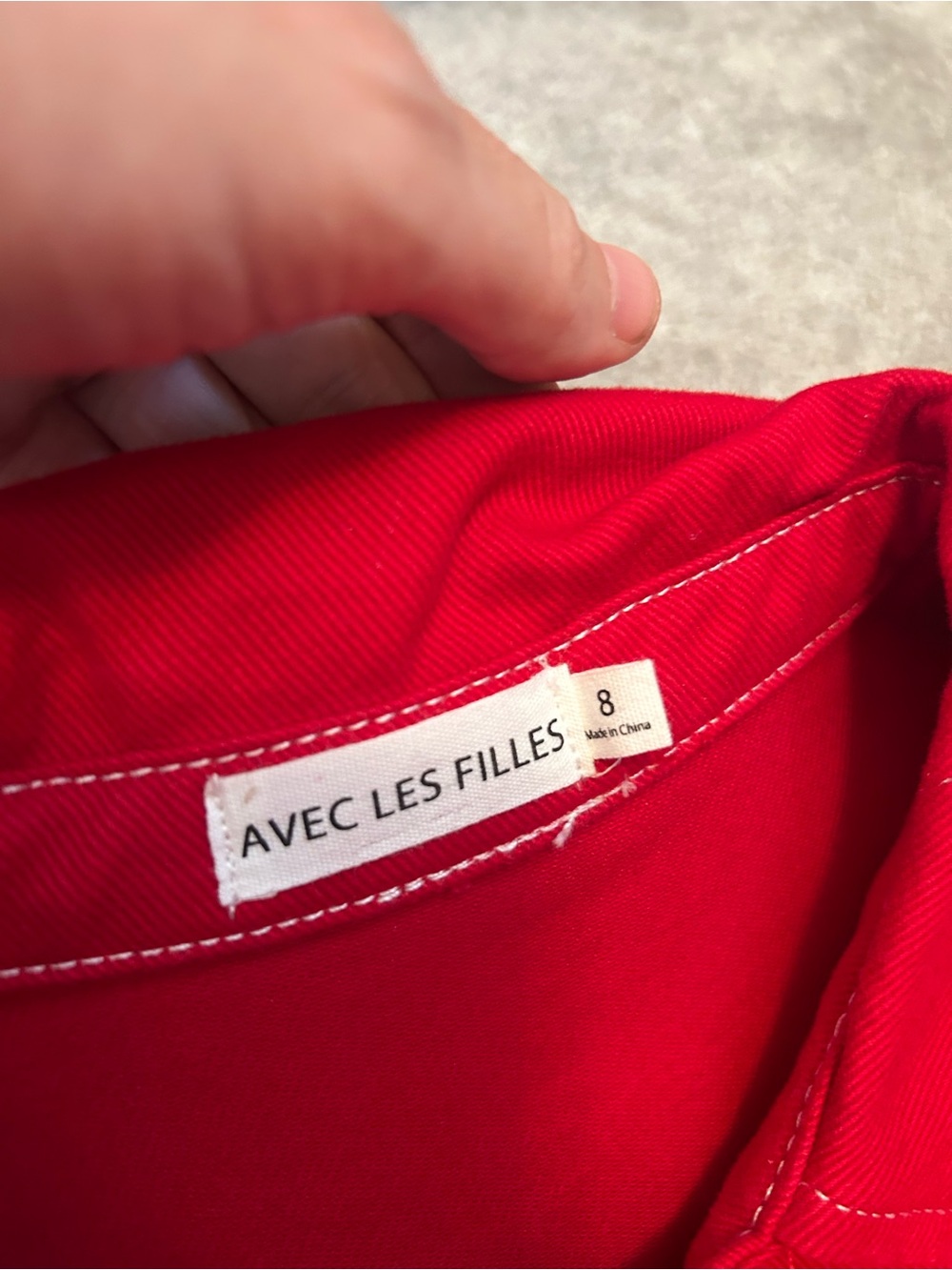 Avec Les Filles Red Long-Sleeve Button Dress with Contrast Stitching - Picture 4 of 8
